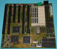 286er-Hauptplatine, AT-Format, bestückt mit CPU, Koprozessor und RAM (4× SIMM)