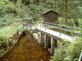 Unterlauf des Dammgrabens mit Wehranlage