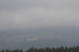 der Brockengipfel in Wolken gehüllt