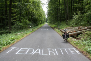 Anstieg zum Hohen Hagen, Aufschriften auf dem Asphalt