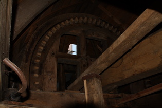 Bockwindmühle Dudensen, Steinboden: Kammrad (auf Hauptwelle) mit Bremse