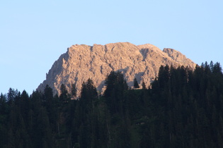 Zoom auf den Zitterklapfen kurz vor Sonnenuntergang am Berg