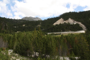 Blick auf die Serpentinen in der Südostrampe des Ofenpasses