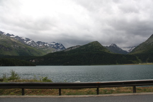 Blick über den Silsersee auf den Fexergletscher