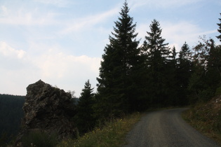 ein frei stehender Felsen am Hang