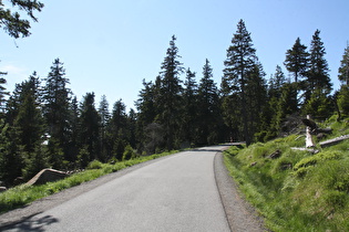 für einen Moment leere Brockenstraße im Brockenbett