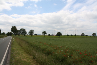 Sattelpunkt zwischen Vasbeck und Adorf, im Westen erste Berge des Sauerlandes am Horizont