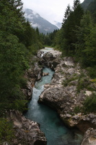 die Soča in Soča, Blick flussaufwärts