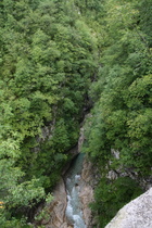 … fließt die Koritnica, Blick flussaufwärts …