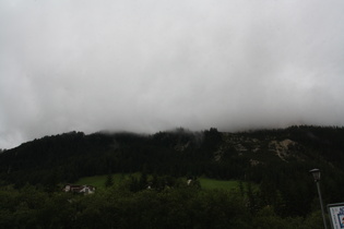 der Sassongher bei Corvara in Wolken gehüllt