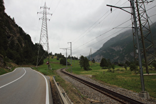 Steilstück unterhalb von Randa, Blick talaufwärts bei einsetzendem Regen