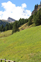 Blick auf das wolkenverhangene Matterhorn