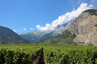 zwischen Ardon und Saint-Pierre-de-Clages, Blick über Chamoson nach Nordwesten …