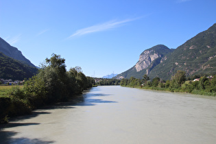 die Rhône bei Collonges, Blick flussabwärts …