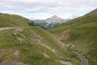 Blick über die Ova d' Alvra auf den Piz Mezzaun