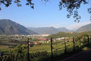 Blick auf Bozen und den Schlern am Horizont