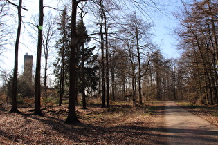 oberes Ende der Abfahrt zum Nienstedter Pass, Blick zum Nordmannsturm