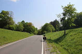 namenloser Pass zwischen Heyen und Bodenwerder, Passhöhe, Blick nach Süden …