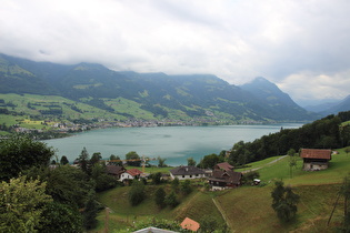 oberhalb von Sarnen, Blick nach Südosten auf den Sarnersee und Sachseln am Ostufer