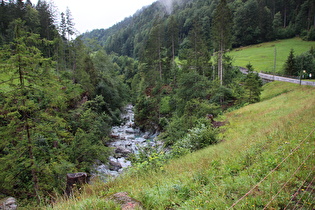 das Gadmerwasser, Blick flussabwärts, und Brücke über das Gentalwasser