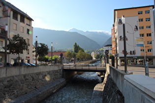 die Saltina in Brig, Blick flussaufwärts zum Hübschhorn