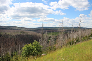 … Blick nach Nordwesten auf v. l. n. r.: Großen Sonnenberg und Bruchberg, …