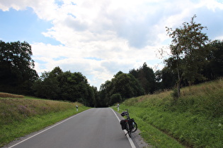 namenloser Pass zwischen Heyen und Bodenwerder, Passhöhe, Blick nach Süden …