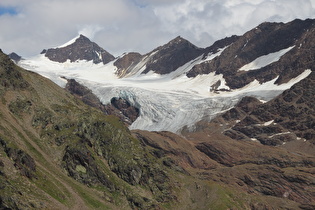 Zoom auf Punta San Matteo, Monte Giumella und Ghiacciaio di Dosegù