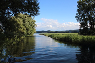 Blick über die Radolfzeller Aach zur Mündung in den Zeller See …