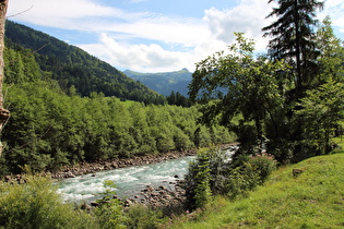 südlich der Talenge, Blick über die Bregenzer Ach auf Wannenkopf und Damülser Mittagsspitze