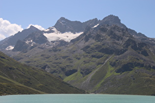 Zoom auf Kleine Schattenspitze und Kleine Egghörner, dahinter Schattenspitze und Klostertaler Egghorn