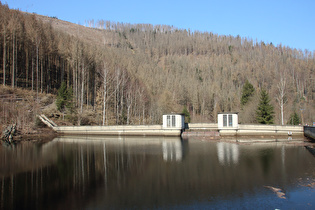 Ausgleichsbecken der Okertalsperre, Staumauer, Seeseite