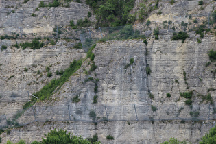 Zoom auf Steinschlagsicherungen in den Klippen