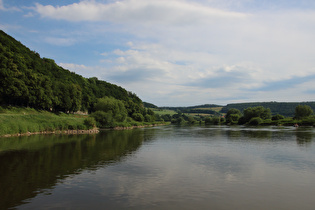 auf der Fähre, Blick flussaufwärts …