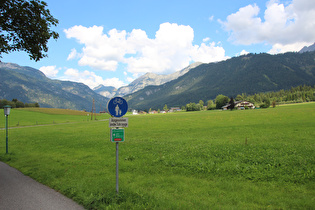 zwischen Saalfelden und Marzon, Blick auf v. l. n. r. Hochkranz, Kühkranz, Praghorn und Westlicher Finsterbachkopf