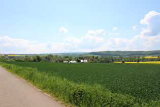 … Blick über Negenborn zum Solling am Horizont …