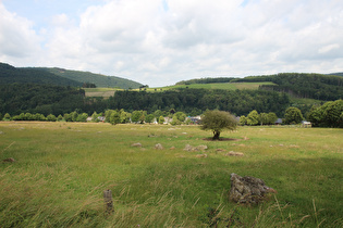 Wiesen in direkter Falllinie der Bruchhauser Steine, Blick bergab …