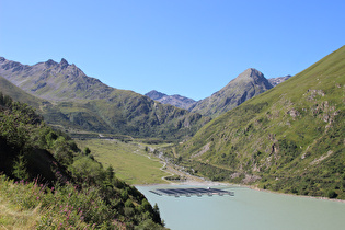 Blick zur Mündung der Dranse d’Entremont in den Lac des Toules