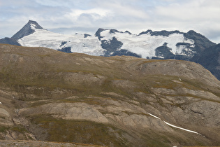 Zoom auf L'Albaron und Dôme du Grand Fond, darunter Glacier du Grand Fond und Glacier Supérieur du Vallonnet