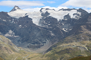 Zoom auf das vergletscherte Bergmassiv