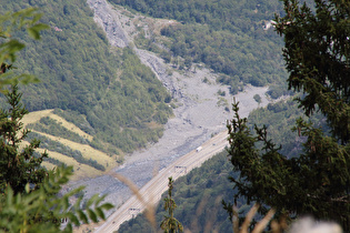 Zoom auf die Mündung des Torrent du Poucet in den Arc