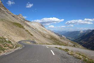 oberster Teil der Südrampe, Blick bergab ins Vallée de la Guisane …