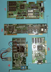 Grafikkarten: 1. Legacy-ISA, 2. VLB, 3. PCI, 4. AGP 2×